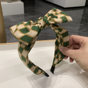 2023蝴蝶结发箍高颅顶黑色格子发箍女款发卡洗脸发带宽边百搭头箍