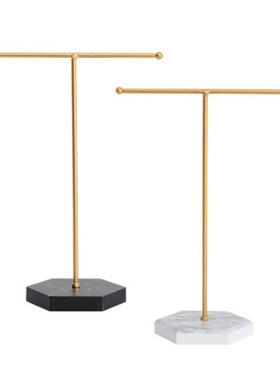 Marbled T-Shape Jewelry Rack Metal Necklace Holder Jewelry T