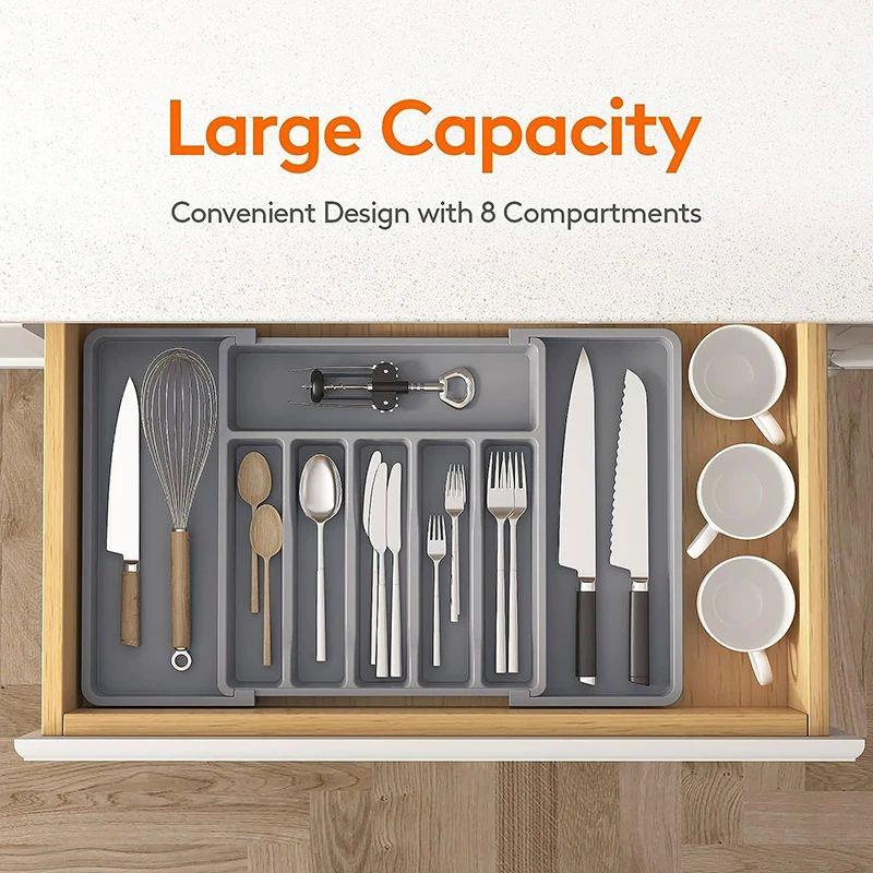 Expandable Utensils Tray Kitchen Cutlery Storage Box Knife