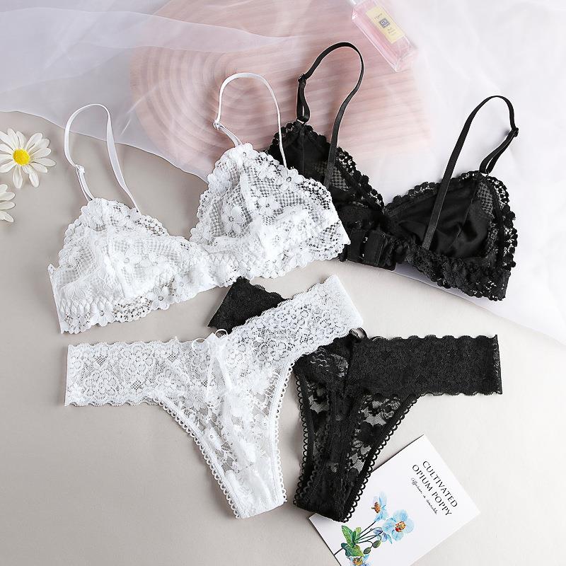 Lace Bra And Panties Set Women Sexy Lingerie Low Waist