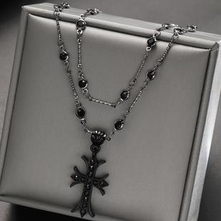 Cross necklace for men women十字架双层项链时尚嘻哈男女饰品