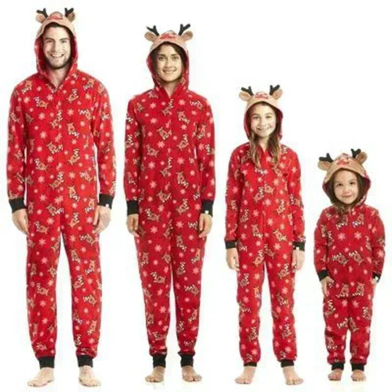 Christmas Matching Outfits for Family Elk Ear Hooded One-Pie