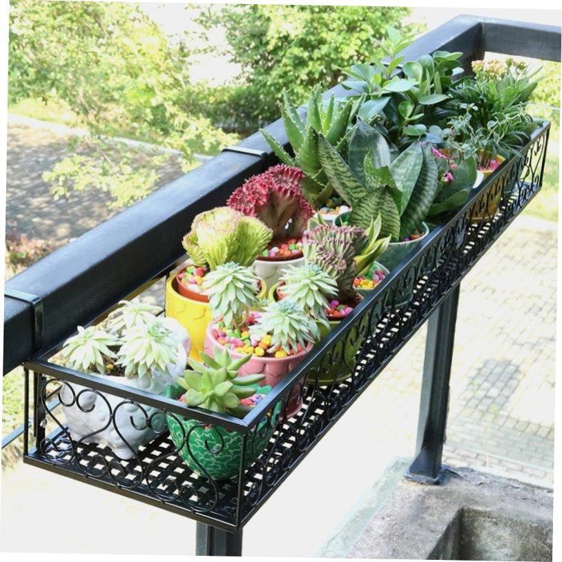 Balcony railing flower rack hanging iron plant shelf frame