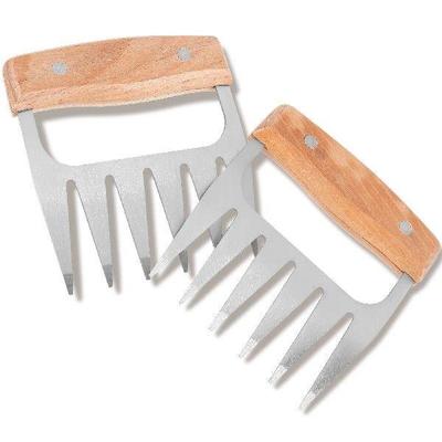 New 2Pcs Meat Shredder Claws with Wood Handle Stainless