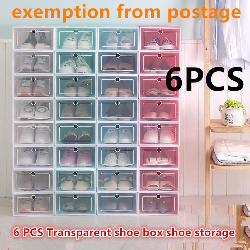 6 PCS Transparent shoe box 鞋盒 storage shoe rack shoebox