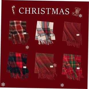 Christmas Red checkered scarf Womens warm scarf and shawl