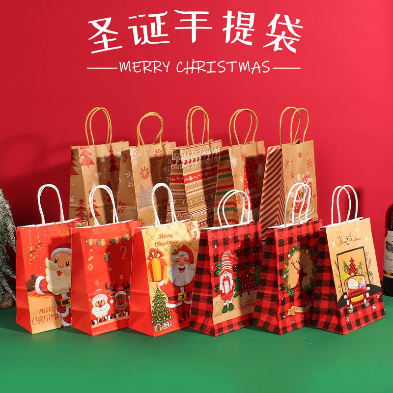 Christmas paper tote bag kraft paper bag gift wrapping