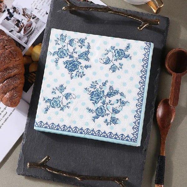 20pcs/pack Vintage Flowers And Plants Printed Napkins