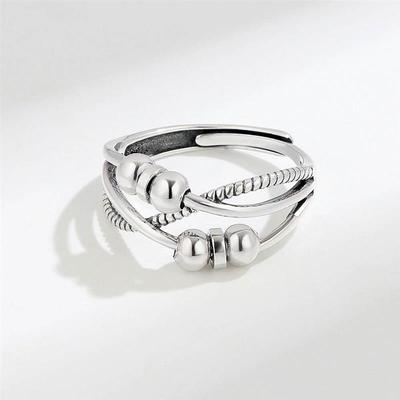 Argent Sterling Silver 925 Bague Anti Sress Womens Rings Fid