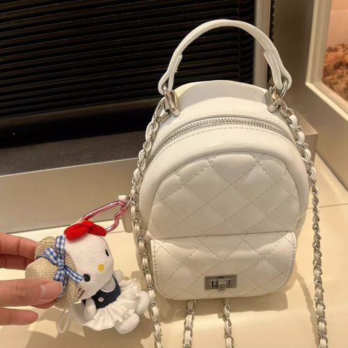 2025新款小香风菱格链条双肩包女