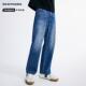 天丝 宽松阔腿裤 NAVIGARE意大利小帆船蓝色牛仔裤 直筒裤 子 男新款