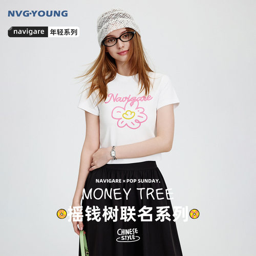 NVGYOUNG夏季白色短袖T恤女