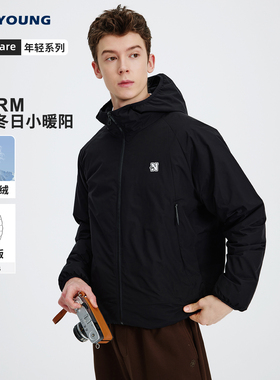 NAVIGARE意大利小帆船黑色连帽羽绒服男冬季新款休闲加厚保暖外套