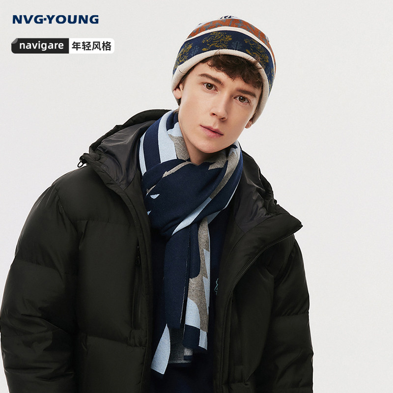 NAVIGARE意大利小帆船冬季围巾披肩男休闲保暖针织围脖