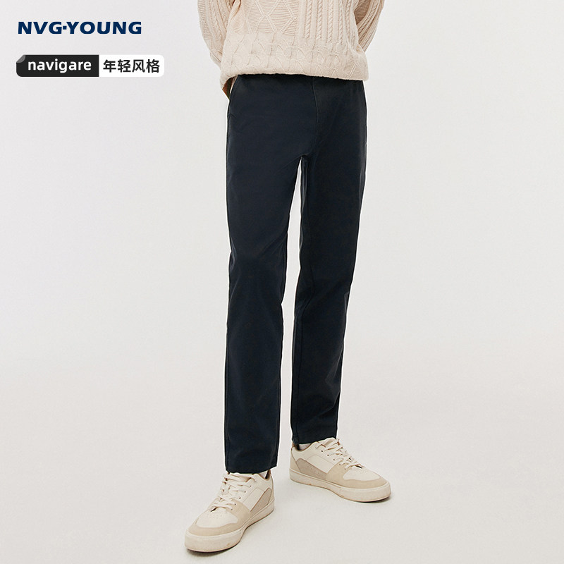 NAVIGARE意大利小帆船秋季蓝色休闲长裤男士锥形裤百搭小脚裤
