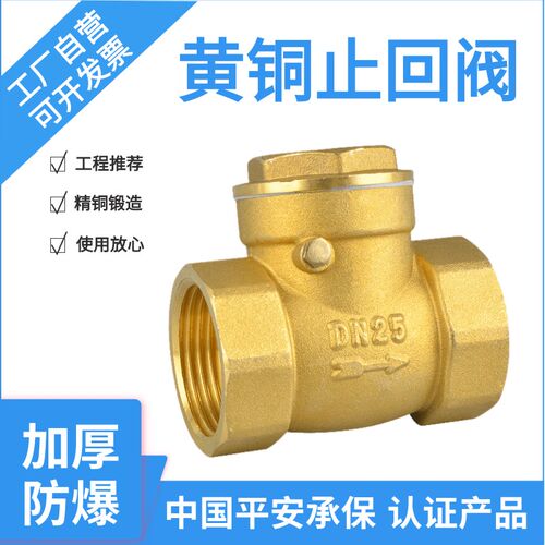 全铜止回阀铜卧式4分6分1寸水泵DN15水管20止逆阀25阀门32 40 50