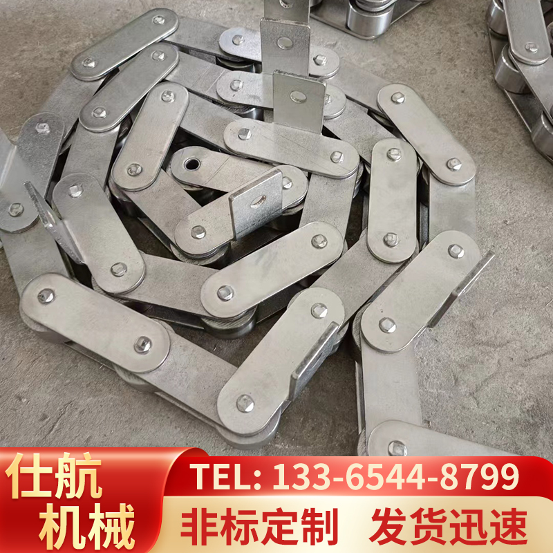 304不锈钢链条08B10A12A单双排滚子链工业传动大节距侧弯板链条