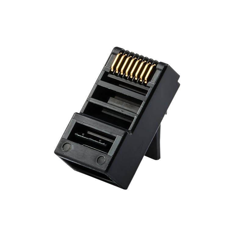 黑白色CAT5E超五类网线水晶头千兆RJ45网络接头镀金50U赛钢耐折弯