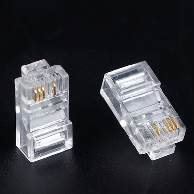 帝辛镀金网络水晶头8P4C安防监控网线四芯双绞线4芯接头RJ45