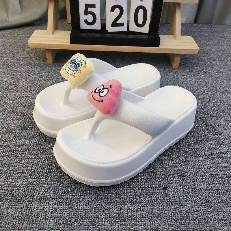 人字拖女可爱卡通高跟多巴胺外穿海边沙滩鞋松糕厚底坡跟拖鞋凉拖,女鞋,人字拖,淘宝优惠券,粉丝福利购,淘宝优惠卷