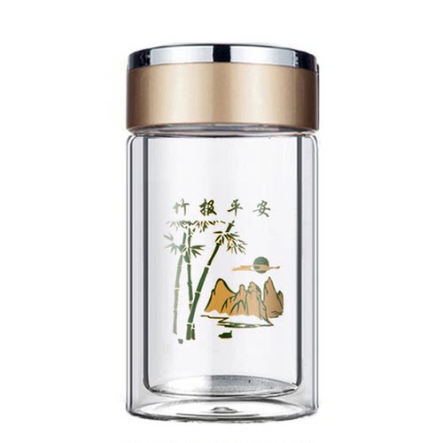 家用泡茶便携双层玻璃杯