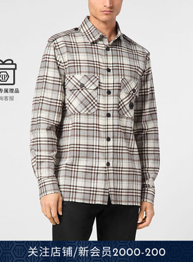 PHILIPP PLEIN 男士Skull&Bones长袖格子衬衫