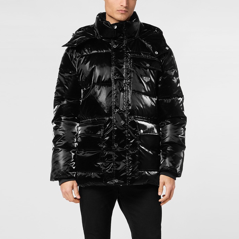 PHILIPP PLEIN 男士经典徽标厚款连帽夹克外套秋冬