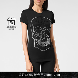 PHILIPP 圓領(lǐng)T恤 女士SKULL短袖 PLEIN