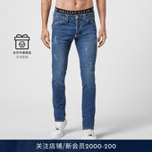 PHILIPP 水波纹休闲高级感潮男 超直筒剪裁牛仔裤 PLEIN 男士