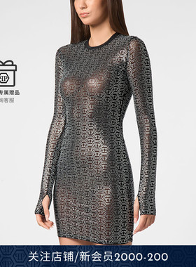 PHILIPP PLEIN 女士PP Hexagon长袖修身连衣裙