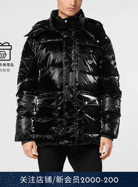 PHILIPP PLEIN 男士经典徽标厚款连帽夹克外套秋冬