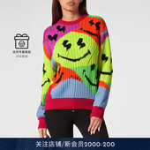 女士笑脸涂鸦针织混色圆领毛衣针织衫 PHILIPP PLEIN