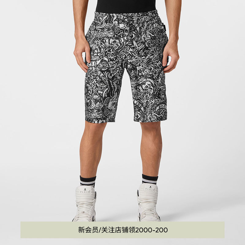 PHILIPP PLEIN 男士TATTOO丝质休闲短裤