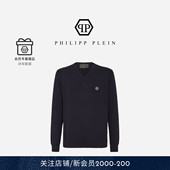 PLEIN 男士 V领套头衫 PHILIPP 针织衫 毛衣黑色