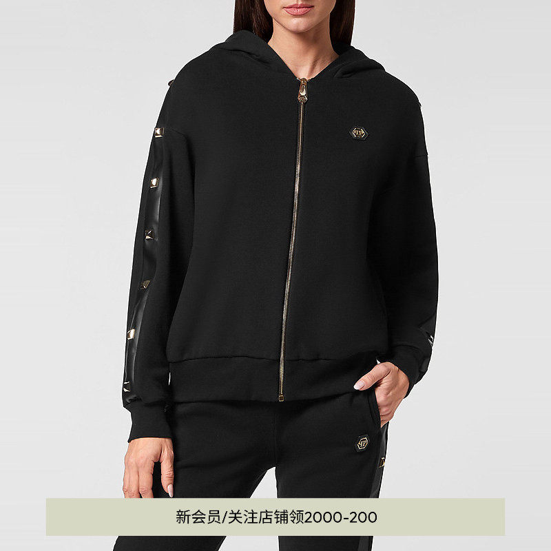 PHILIPP PLEIN 女士铆钉拉链连帽卫衣