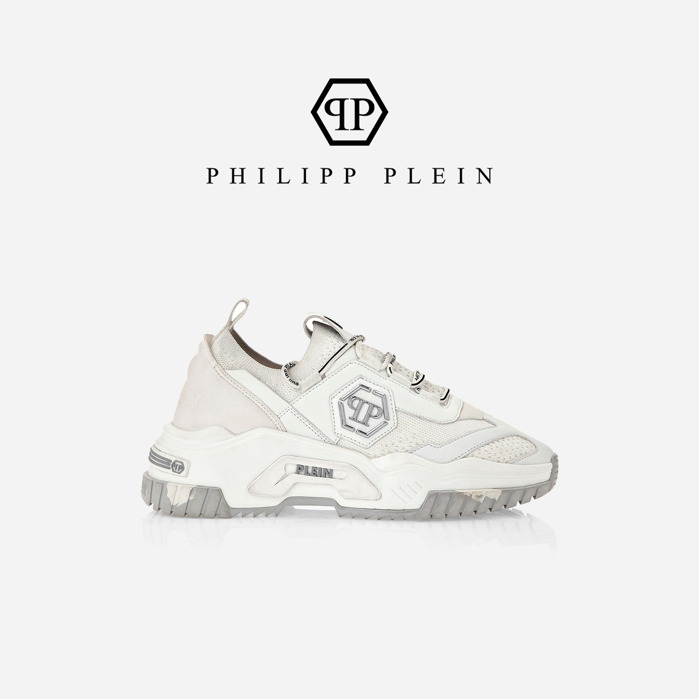 PHILIPP PLEIN 2025秋冬男女PP徽标织物休闲跑鞋运动鞋厚底增高
