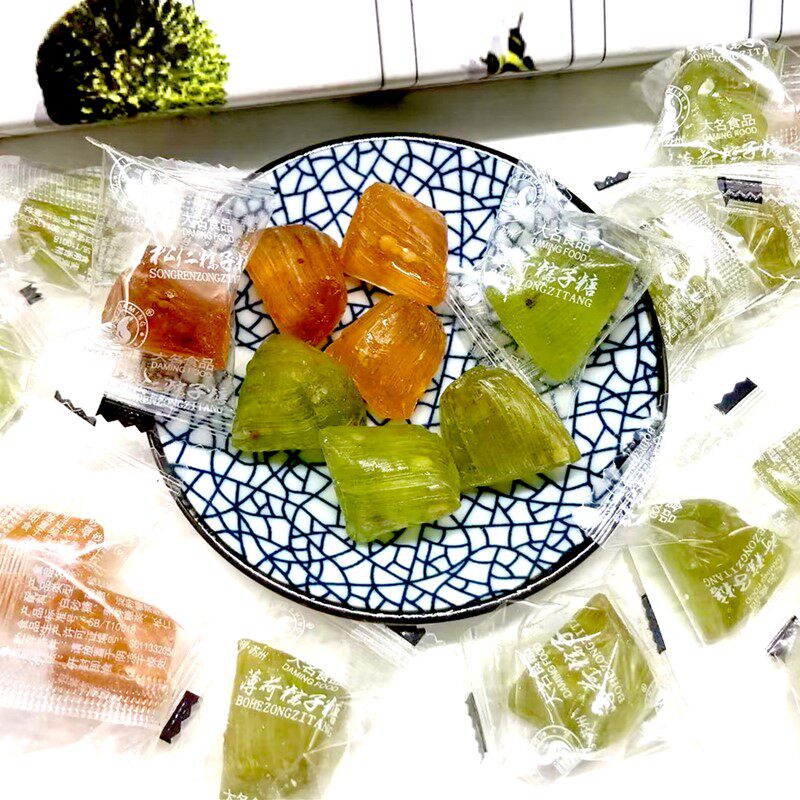 棕子糖苏州特产薄荷糖松仁糖硬糖三角糖散装麦芽糖果清凉批发零食