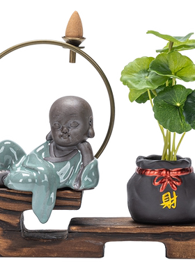 中式茶宠创意风化木倒流香摆件