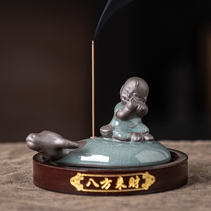 哥窑金蟾貔貅陶瓷香薰炉摆件软萌治愈茶宠檀香道家用室内线香插
