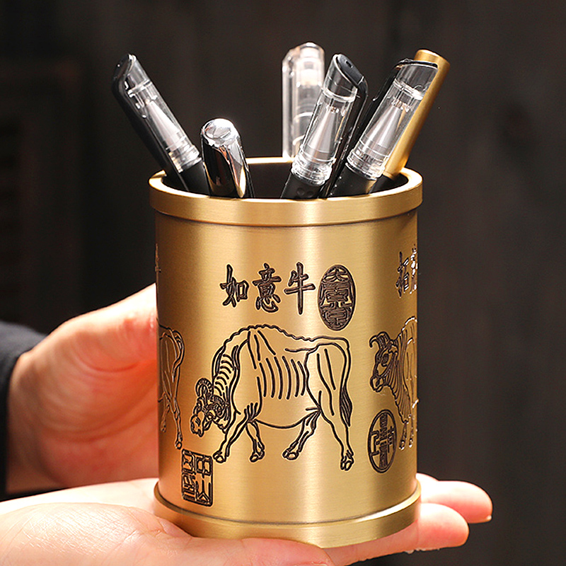 创意纯铜笔筒摆件高档商务礼品