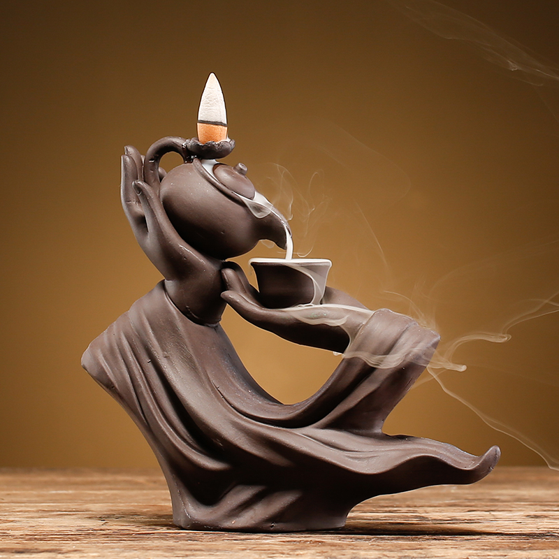 新款佛手茶壶紫砂倒流香炉家用香薰抖音同款禅意中式创意家居摆件