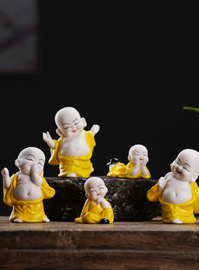 中式弥勒佛小摆件精品招财陶瓷大肚白瓷笑佛客厅创意手工家居饰品