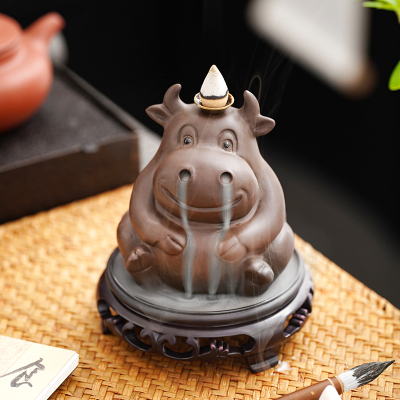紫砂牛鼻孔倒流香炉家用室内