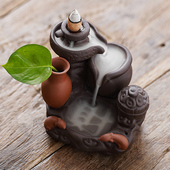 倒流香炉创意招财时来运转香薰炉陶瓷檀香塔香炉石磨茶道摆件