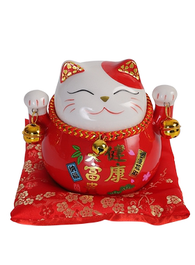 招财猫摆件开业小号茶宠陶瓷存钱储蓄罐店铺家居客厅创意礼品摆件