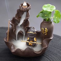 高山流水倒流香爐茶寵擺件