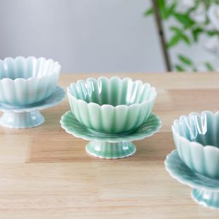 莲花供碗家用高脚斋碗陶瓷供奉礼佛供饭碗供水碗供菜碗寺庙供天碗