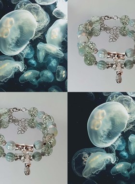 MUON LAKKE/海精灵-原创设计绿琉璃手链女竹节水滴精致小众手串