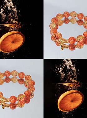 MUON LAKKE/橘子汽水-原创设计琉璃橙手链女爱心轻奢小众手串生日