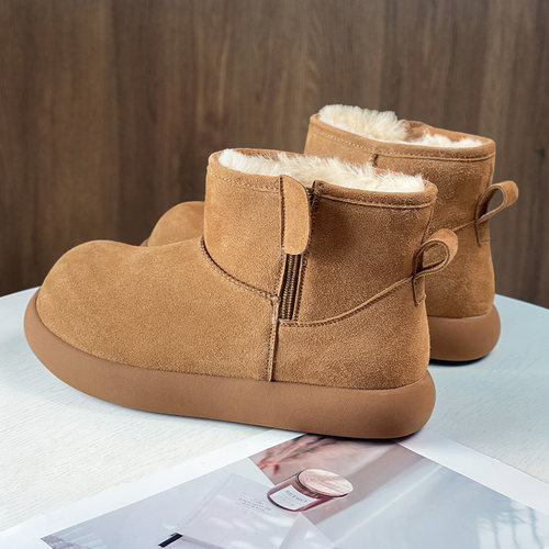 冬季加绒防滑厚底勃肯雪地靴